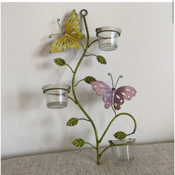 🪞 NEW Butterfly hanging votive candle holder metal wall frame home decor - Picture 5 of 5